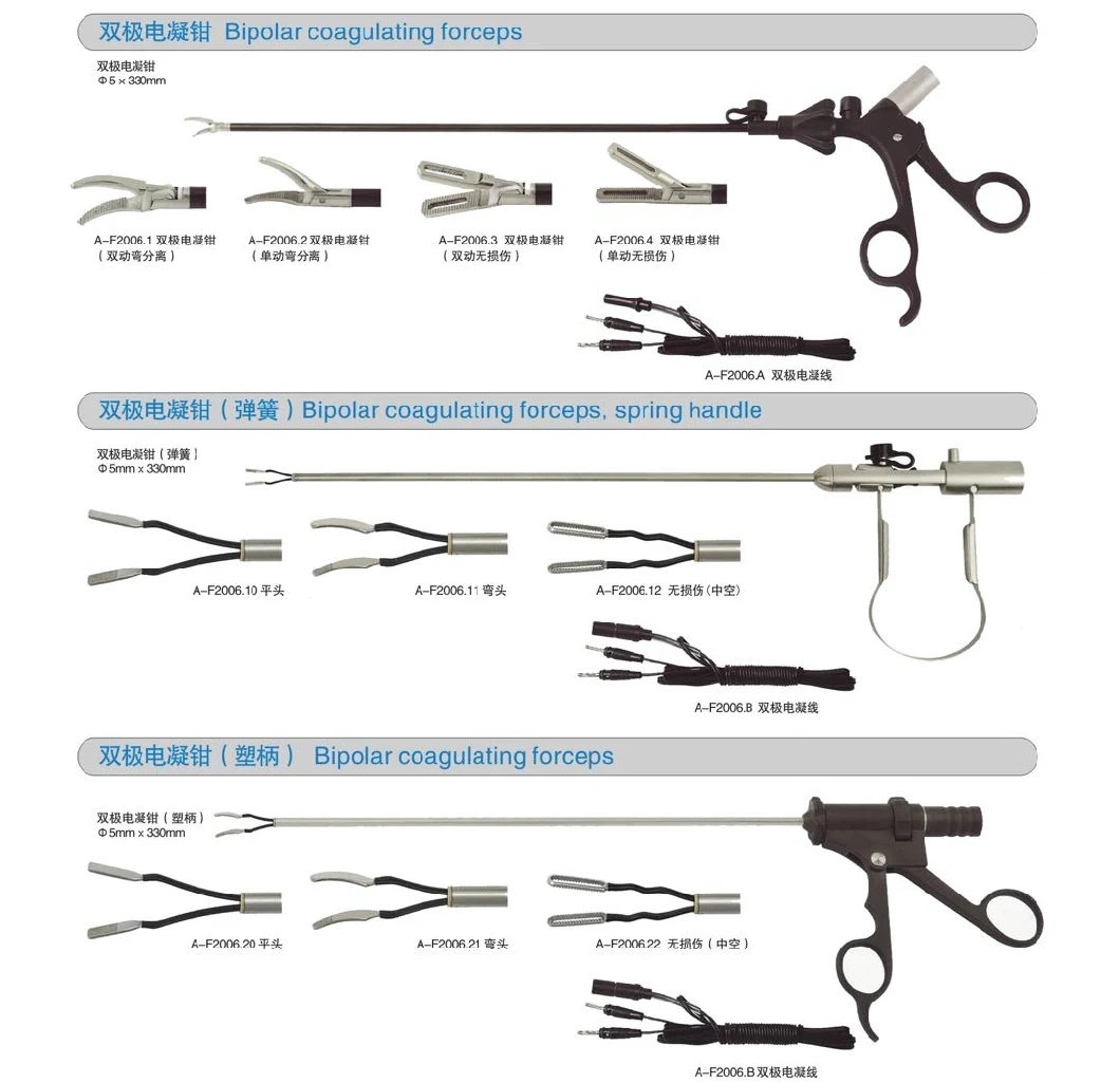 High Quality Laparoscopic Forceps Bipolar Forceps 5mm Laparoscopic Insulated Single Action Chinese Manufacture Surgical Instruments Trocars