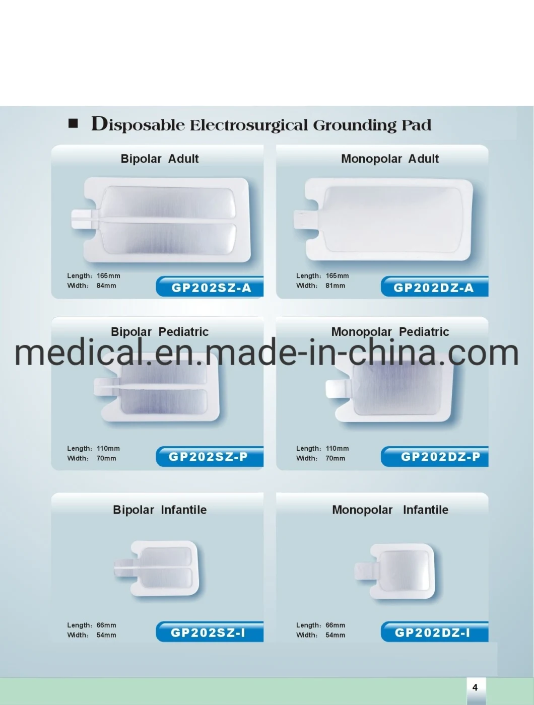 Dispoasable Diathermy Plate Pad Electrosurgical Esu Grounding Pads with Cable